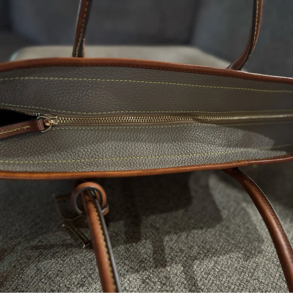 Dooney & Bourke pebble grain Taupe and Brown Leather Tote - Picture 4 of 8